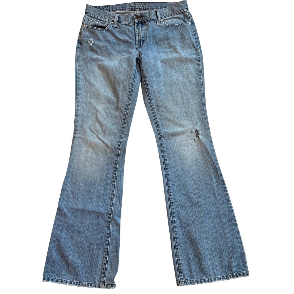 Vtg American Eagle Jean Women 8 Long Hipster Skinny Flare Distressed Boho Hippie
